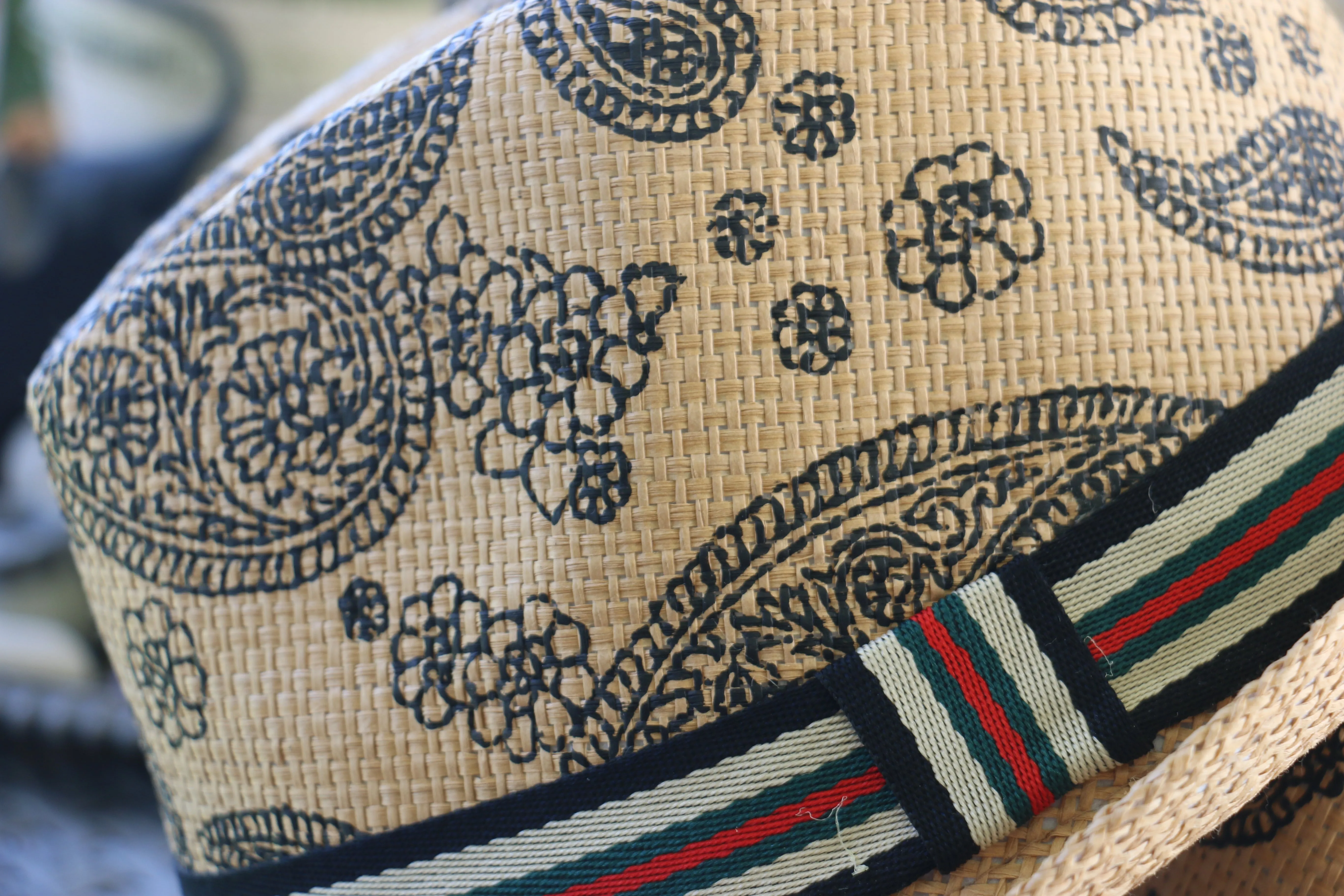 Tan Straw Paisley Fedora