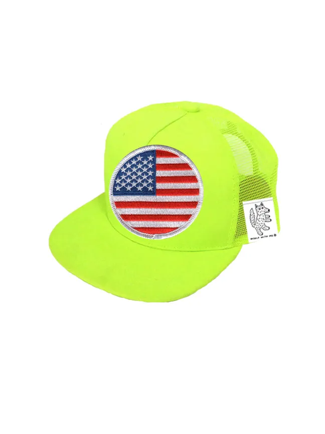TODDLER Trucker Hat with Interchangeable Velcro Patch (Neon Yellow)