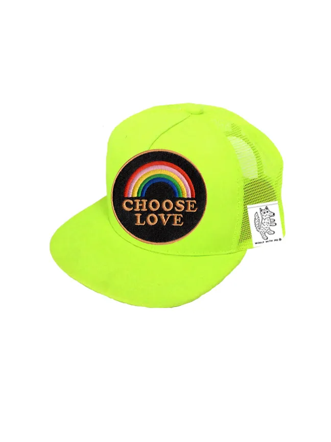 TODDLER Trucker Hat with Interchangeable Velcro Patch (Neon Yellow)
