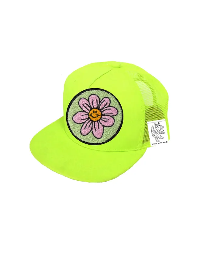 TODDLER Trucker Hat with Interchangeable Velcro Patch (Neon Yellow)