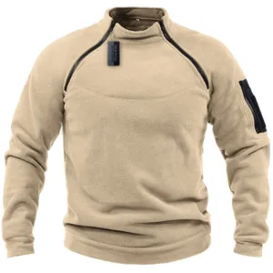 West Louis Men Outdoor Tactical Warm Fleece Turtleneck Sweater