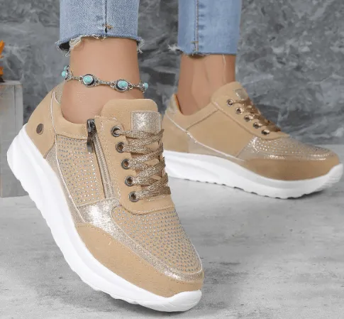 Women's Casual Sneakers: Lace-Up & Zip Closure