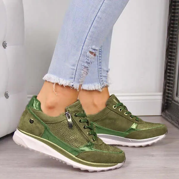 Women's Casual Sneakers: Lace-Up & Zip Closure