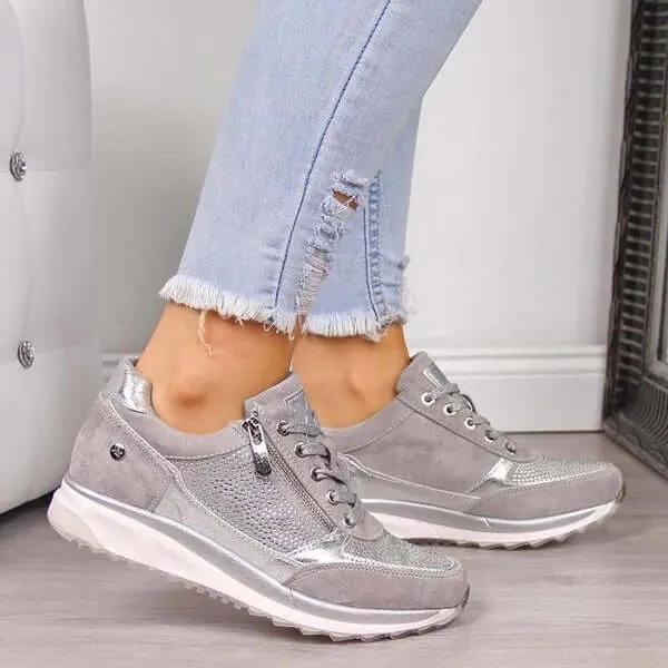Women's Casual Sneakers: Lace-Up & Zip Closure