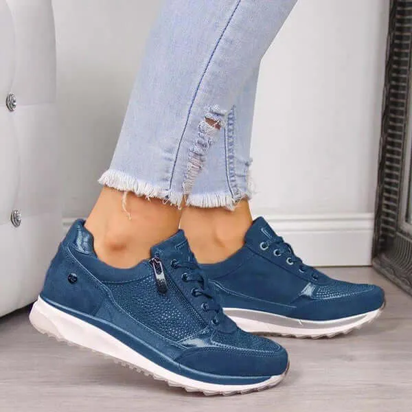 Women's Casual Sneakers: Lace-Up & Zip Closure