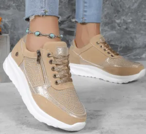 Women's Casual Sneakers: Lace-Up & Zip Closure