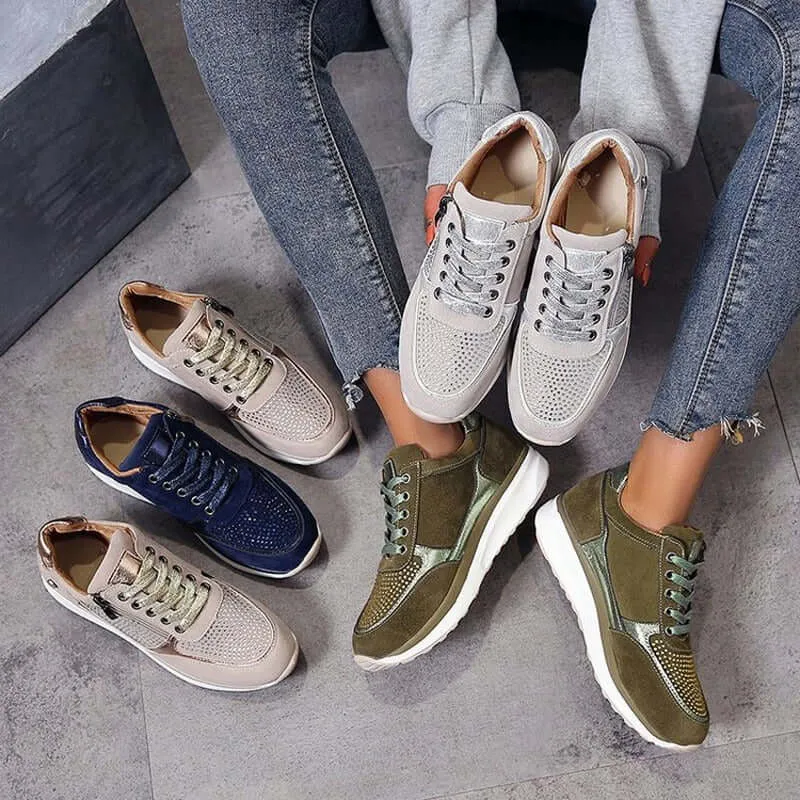 Women's Casual Sneakers: Lace-Up & Zip Closure