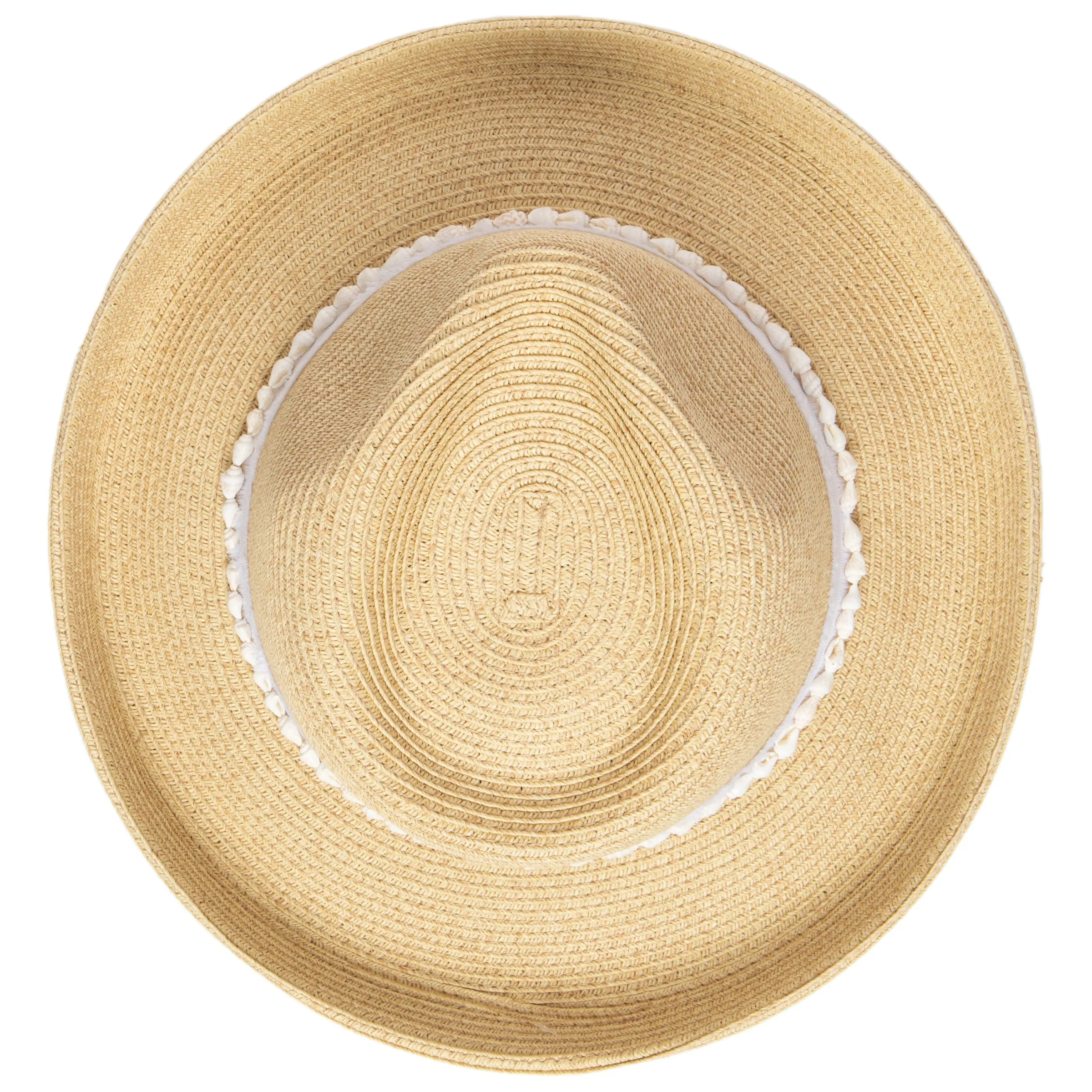 Women's Kettle Brim Fedora With Frayed Band & Shell Trim
